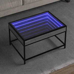 Szürke sonoma végtelen hatású LED-es dohányzóasztal 70x50x41 cm