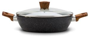 NAVA 10-144-130 Nature tapadásmentes pecsenyesütő, kőbevonattal, hőálló fogantyú, üvegfedő, 28 cm
