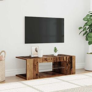 Antik fa színű szerelt fa TV-szekrény LED-ekkel 90x39x30 cm