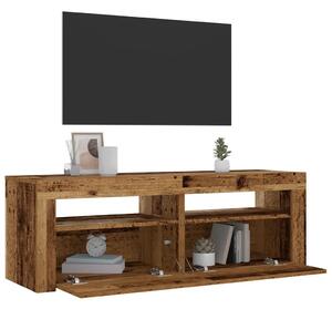 2 db antik fa színű éjjeliszekrény LED-del 60 x 35 x 40 cm