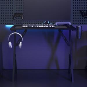 Fekete Y-lábú gamer asztal 90 x 60 x 75 cm