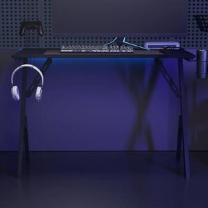 Fekete Y-lábú gamer asztal 110 x 60 x 75 cm