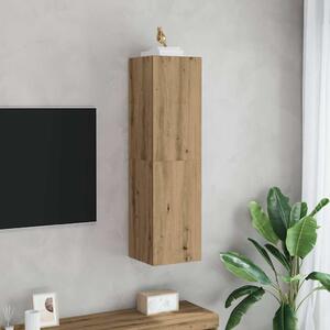 Kézműves tölgy színű szerelt fa TV-szekrény 30,5 x 30 x 110 cm