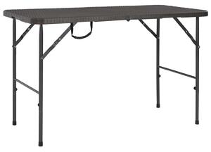 Barna rattan hatású HDPE összecsukható kerti asztal 120x60x74cm