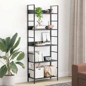 5 szintes fekete szerelt fa könyvespolc 60 x 27,6 x 158,5 cm