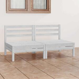 Kétszemélyes fehér tömör fenyőfa kerti kanapé