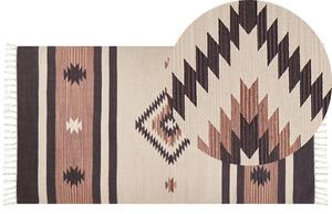 Barna és bézs kilim pamutszőnyeg 80 x 150 cm ARAGATS