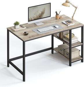 Íróasztal 120x60 cm, számítógépes asztal 2 polccal bal vagy jobb oldalon, greige