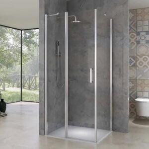 London 80x80 cm Szögletes fix+nyílóajtós zuhanykabin 6 mm vastag vízlepergető biztonsági üveggel, krómozott elemekkel