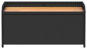 VidaXL fekete polyrattan és akácfa tárolópad 100 x 50 x 52 cm