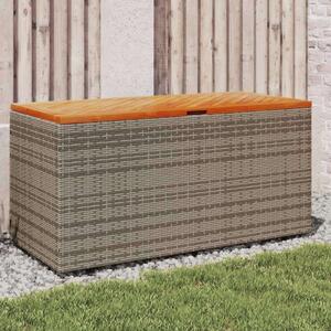 VidaXL szürke polyrattan és akácfa kerti tárolóláda 110 x 50 x 54 cm