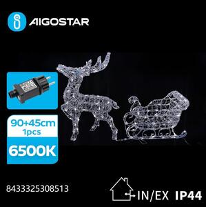 Aigostar B.V. Aigostar-LED Kültéri dekoráció LED/3,6W/31/230V 6500K 90/45cm IP44 rénszarvas szánnal AI0558