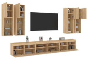 VidaXL Falra Szerelhető TV Szekrény Szett - 7 Rész, Sonoma Tölgy