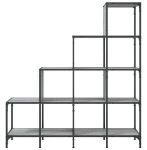 VidaXL szürke sonoma szerelt fa és fém könyvszekrény 122 x 30 x 132 cm