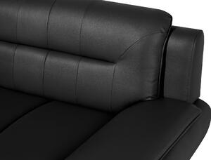 Elegáns háromszemélyes műbőr kanapé fekete színben LEIRA