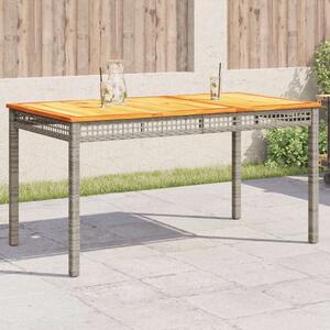 VidaXL szürke polyrattan és akácfa kerti asztal 140 x 80 x 75 cm