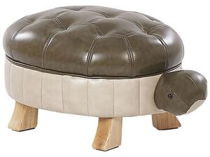 Sötétzöld műbőr állatos puff 73 x 26 cm TURTLE