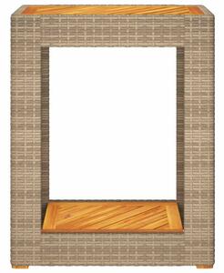 VidaXL Kerti Kisasztal - Polyrattan - Fa - 60x40x75 cm