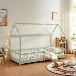 Házikó gyerekágy Hesel leesésgátlóval 90x200 cm mentazöld [en.casa]
