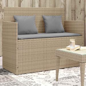 Bézs polyrattan kerti pad párnákkal