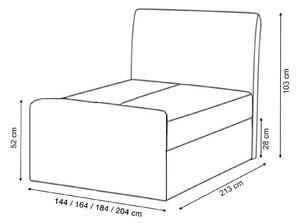 Wilsondo CHARLOTTE kárpitozott boxspring ágy ágyneműtartóval és matraccal - krémszín Méret: 180x200