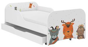 MIKI gyermekágy 140x70cm matraccal és ágyneműtartóval - Bohó Állatok