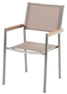Négyszemélyes fehér üveg étkezőasztal bézs székekkel COSOLETO/GROSSETO