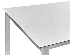 Hatszemélyes fehér üveg étkezőasztal bézs székekkel COSOLETO/GROSSETO