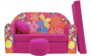 Gyermek rózsaszín kanapéágy 98 x 170 cm Virágok