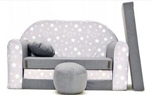 Gyermek szürke kanapéágy csillagokkal 98 x 170 cm