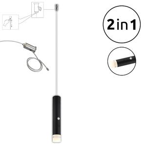 PELO LED függőlámpa, matt fekete, Ø3,8 cm, 2W, 60 lm, 3000 K