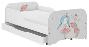 MIKI gyerekágy 140x70cm ajándék matraccal, ágyneműtároló hely nélkül - Egyszarvú hercegnő mintával