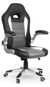 Gamer szék lehajtható karfával #fekete-szürke-fehér
