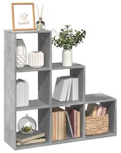 3 szintes betonszürke fa térelválasztó könyvespolc 99x29x99 cm