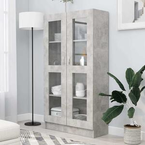 Betonszürke szerelt fa vitrinszekrény 82,5 x 30,5 x 150 cm