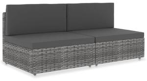 2 személyes szürke elemes polyrattan kanapé