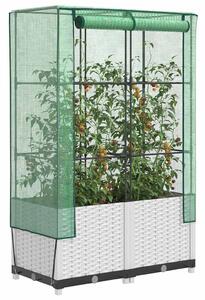 Rattan megjelenésű magaságyás melegháztakaróval 80x40x138 cm