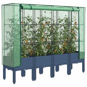 Rattan megjelenésű magaságyás melegháztakaróval 160x40x140 cm