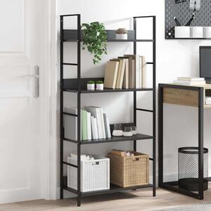 4 szintes fekete szerelt fa könyvespolc 60 x 27,6 x 124,5 cm