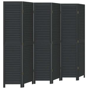 6 Paneles Fekete Tömörfa Térelválasztó - 210x180 cm