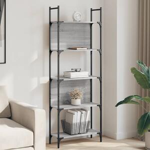 5 szintes szürke sonoma szerelt fa könyvespolc 60,5x24x166,5 cm