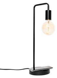 Modern fekete asztali lámpa vezeték nélküli töltéssel - Facil