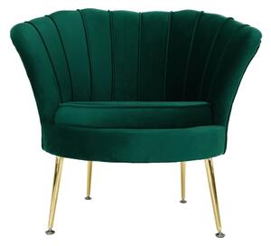 Fotel Art-deco stílusban, smaragd Velvet anyag/gold króm-arany, NOBLIN NEW
