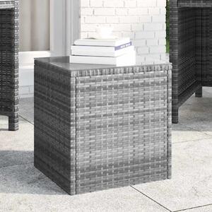 Szürke polyrattan és edzett üveg kisasztal 40 x 37 x 40,5 cm