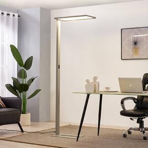PRIOS Prios LED irodai állólámpa Taronis, ezüst, 195 cm, sötétíthető, dimmelhető, Alu / szürke / cink, Dolgozószoba / Iroda, Alumínium, Modern