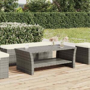 Szürke polyrattan dohányzóasztal 100 x 50 x 40 cm