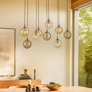 EMIBIG LIGHTING Lógó világítás Glassy, 9 izzós, fekete, grafit/borostyán/tiszta, E14, dimmelhető, Fekete, Nappali / Étkező, fém, Modern