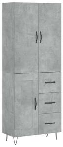 Betonszürke szerelt fa magasszekrény 69,5 x 34 x 180 cm