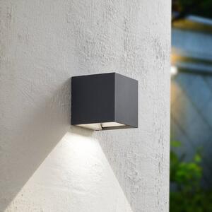 PRIOS Prios LED napelemes fali lámpa Lius, magasság 15 cm, mozgásérzékelővel, Fekete, Alumínium, Modern
