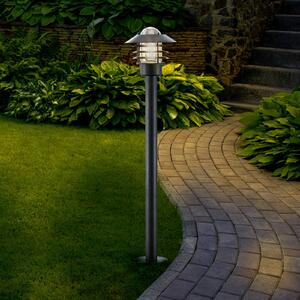 Lindby ösvényvilágítás Belmiro, vas, 100 cm magas, E27, fekete, dimmelhető, Fekete, fém, Modern
